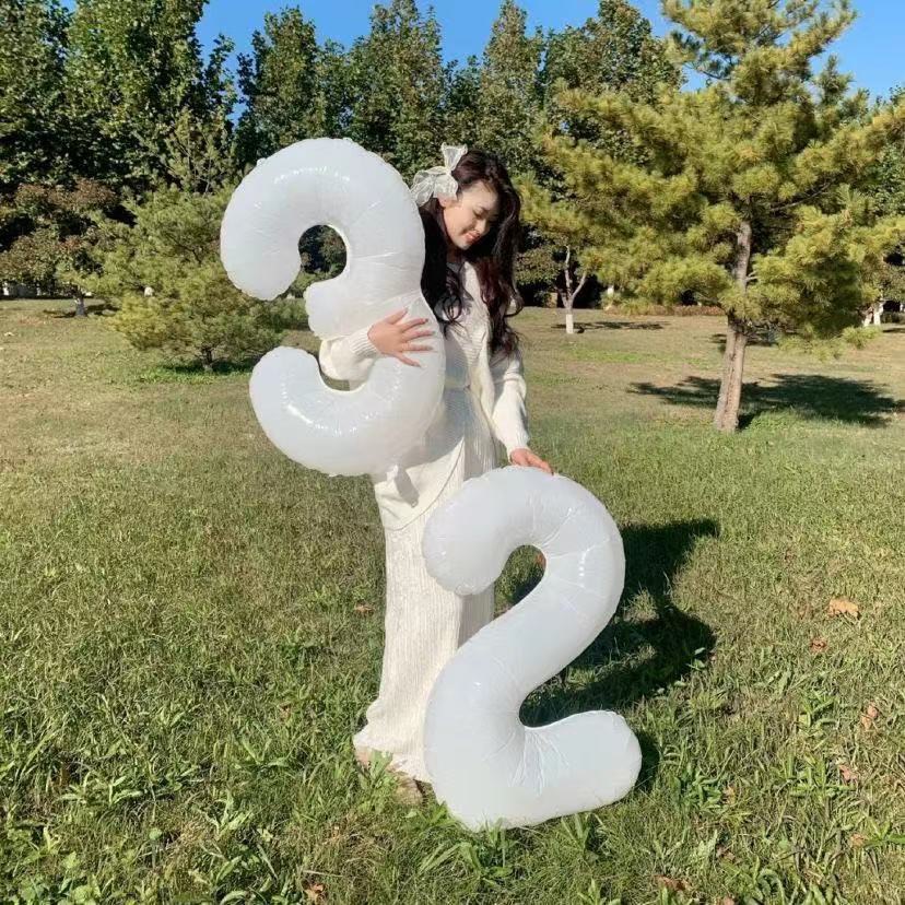 Bóng Bay Số 0-9 Màu Trắng Tinh 32' 75cm JY89