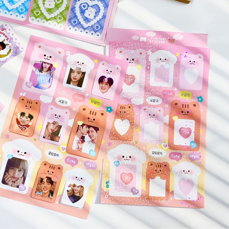 Set photo frame gấu siêu dễ thương_khung dán trang trí card