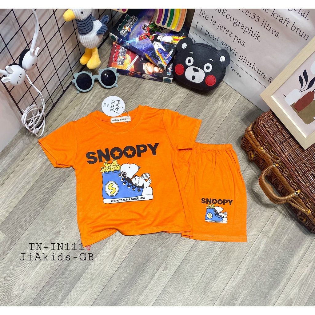 Bộ Cộc Tay THUN LẠNH MINKY MOM In Hình Snoopy Ngộ Nghĩnh Cho Bé TN-IN111