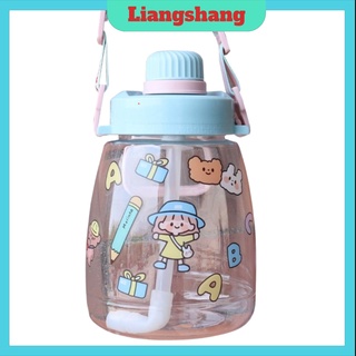 Bình Nước 1l❤️FREESHIP❤️Ly nước cute Dung Tích 1lít/1000ml Kèm Dây Đeo Và Sticker Đáng Yêu