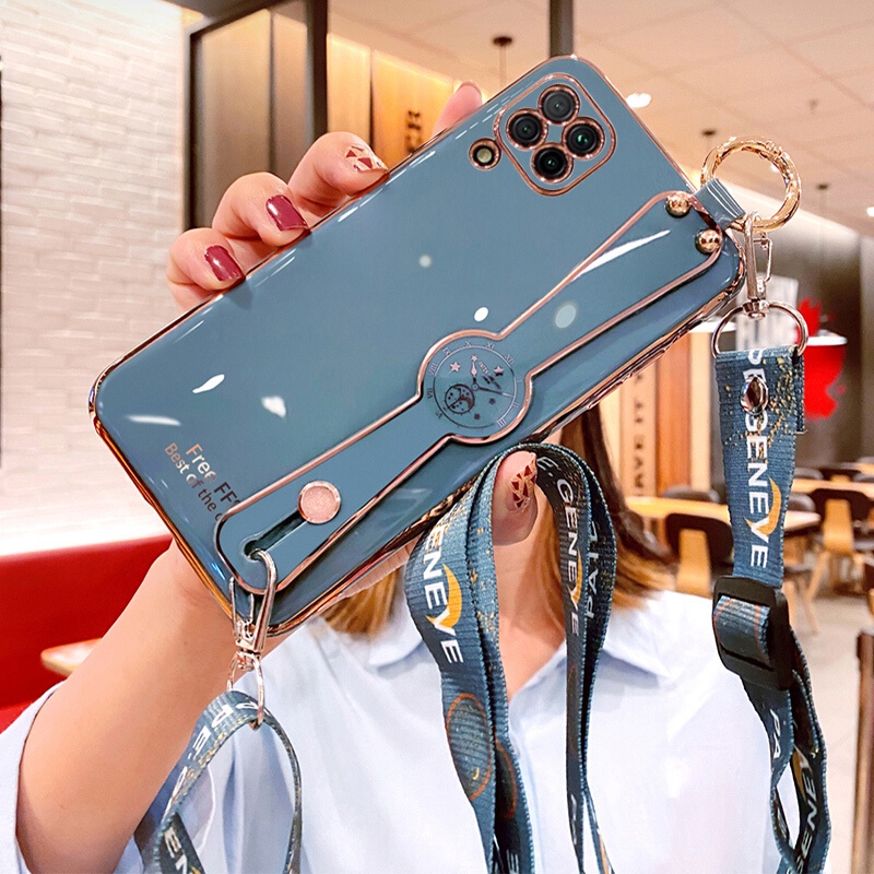 Ốp Điện Thoại Mềm Đính Đá Có Dây Đeo Cổ Cho samsung A12 A11 A10s A21 A02s A10