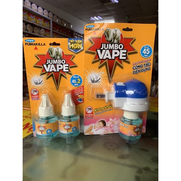 Bộ Xông Đuổi Muỗi Jumbo Vape D1 Kèm Tinh Dầu Đuổi Muỗi Hương Hoa lily Thương hiệu Nhật Bản