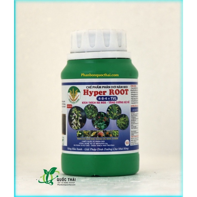 Chế phẩm phân dơi HYPER ROOT 4-8-4 TVL kích thích ra rễ, bung đọt, nảy chồi mạnh, hoa nhiều, giảm rụng trái chai 180ml