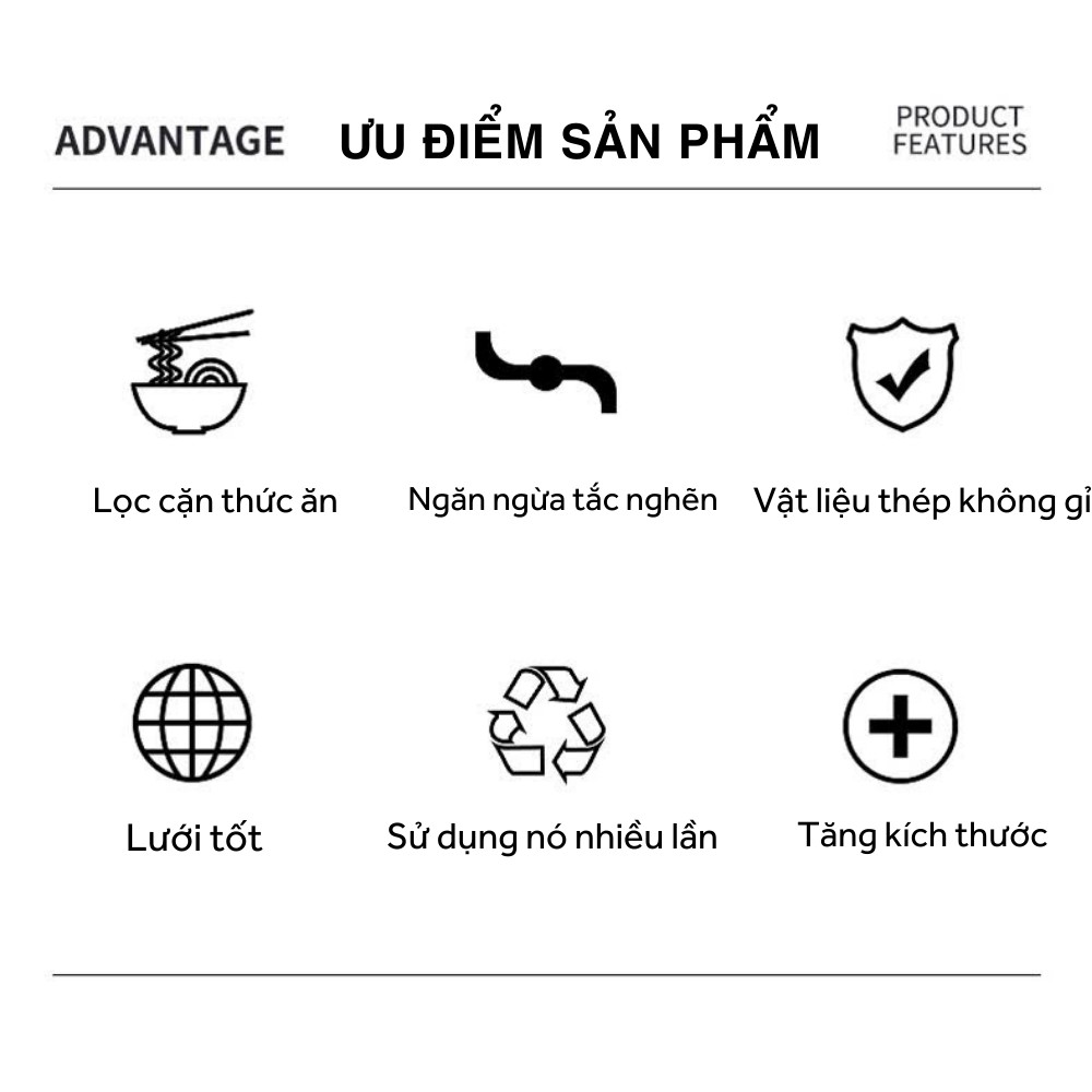 Lưới lọc rác ,lưới lọc rác bồn rửa bát chống tắc nghẽn cho bồn rửa chất liệu inox không gỉ ATILA SHOP