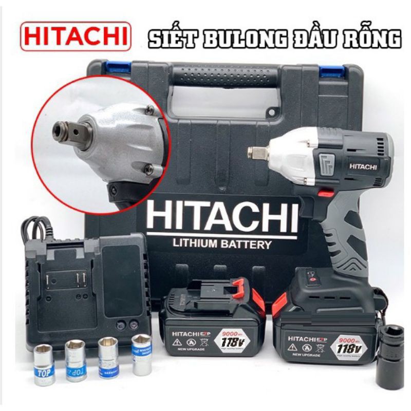 bộ  Máy siết Bulong HITACHI 118V - Tặng kèm  bộ đầu khẩu và  đầu  vít