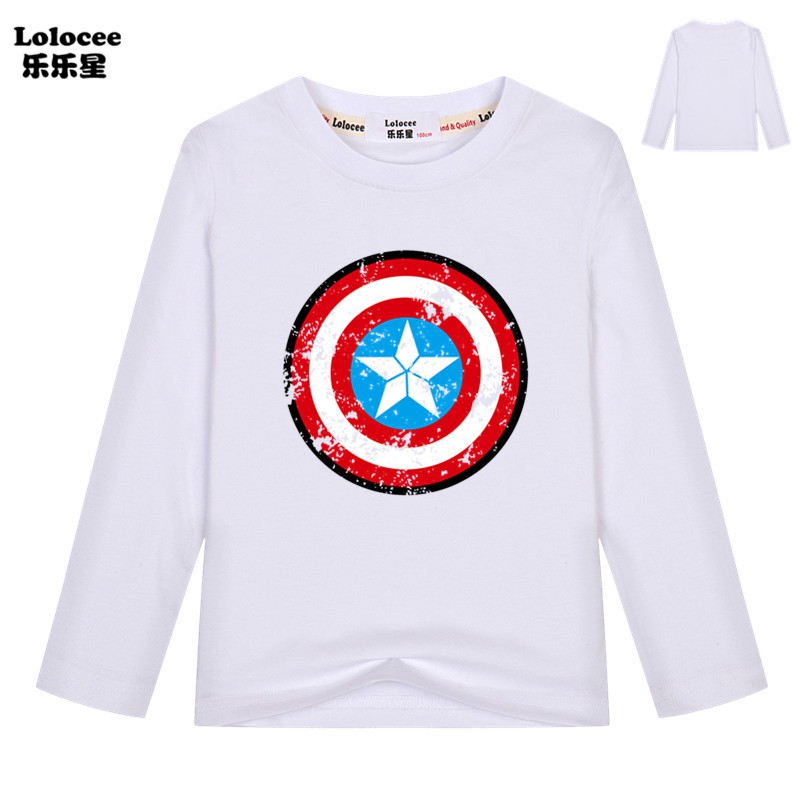 MARVEL Áo Thun Cotton Tay Dài In Logo Captain America Cho Bé
