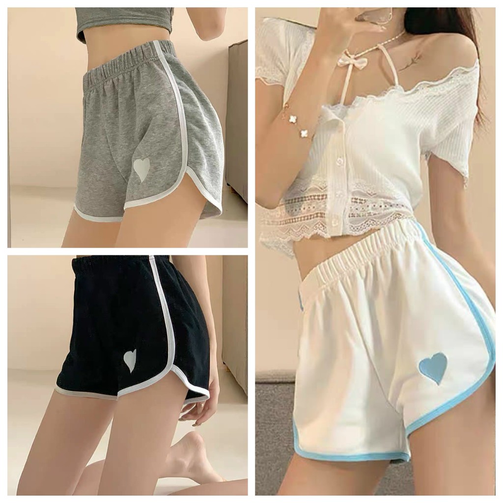 Quần đùi nữ mặc nhà sọc viền VIETSTAR quần short nữ ngắn cạp chun Tim trước chất Umi Ulzzang | BigBuy360 - bigbuy360.vn