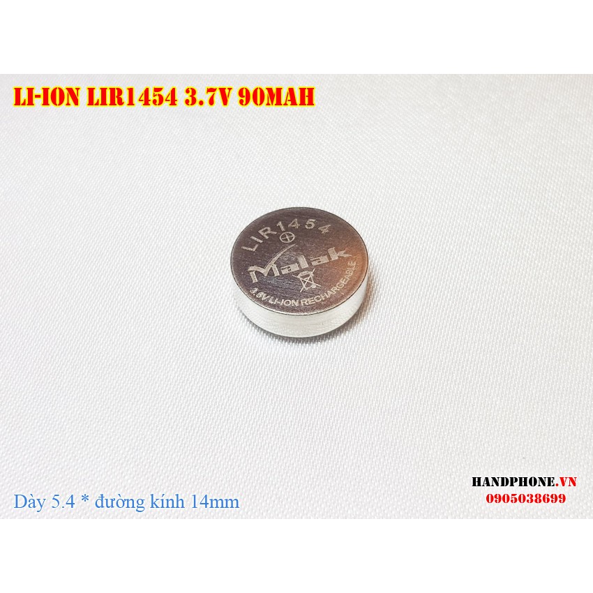Pin Cúc Nút Li-ion LIR1454 3.7V 90mAh cho Tai Nghe Bluetooth, Máy Trợ Thính, Máy Trợ Giảng có thể sạc lại