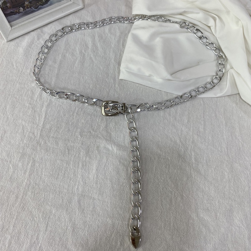 Thắt Lưng Dây Xích Kim Loại 19601 Thiết Kế Đơn Giản Thời Trang Phong Cách Punk Hàn Quốc