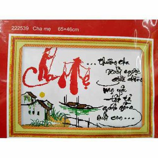 Tranh Thêu Chữ Thập Cha Mẹ 222539-65×46cm (Chưa Thêu)