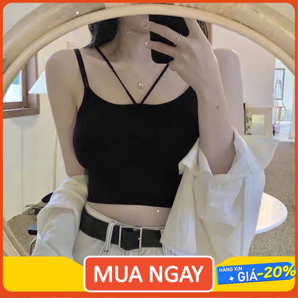 Áo bra dây chéo tập gym, yoga Áo croptop hai dây thun