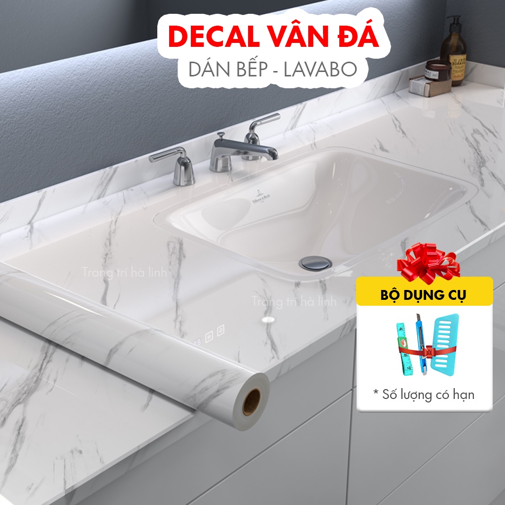 Giấy dán bếp decal giả vân đá 3D chịu nhiệt chống nước chống dầu mỡ dễ dàng lau chùi