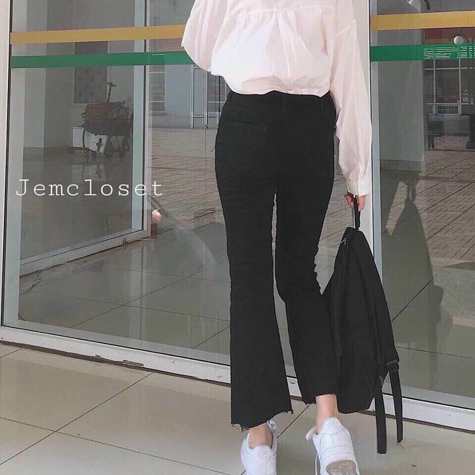 Quần Jean Nữ Thiết Kế Dáng Ống Loe, Quần Bò Cạp / Lưng Cao , Chất Cotton, Màu Đen Co Giãn Tốt - Hàng VNXK, CA02 | BigBuy360 - bigbuy360.vn