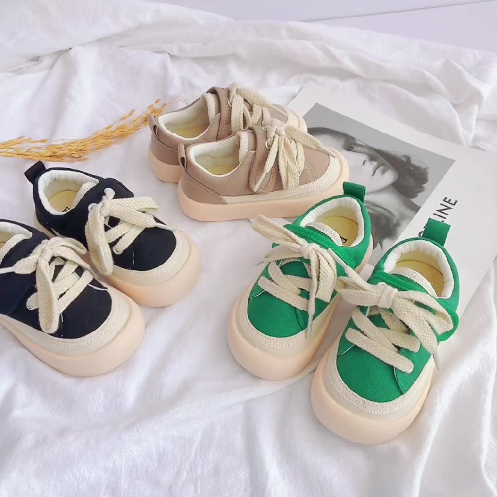 Giày Thể Thao Vải Canvas Cổ Thấp Phong Cách Hàn Quốc Thời Trang Xuân Thu Mới 2023 Dành Cho Trẻ Mẫu Giáo