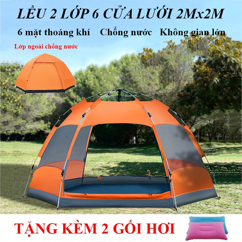 Lều Cắm Trại Du Lịch Dã Ngoại, Lều Phượt Tự Bung 4 đến 6 người, 2 lớp 6 cửa Chống Thấm Nước Chống Muỗi Gấp Gọn Tiện Lợi | BigBuy360 - bigbuy360.vn