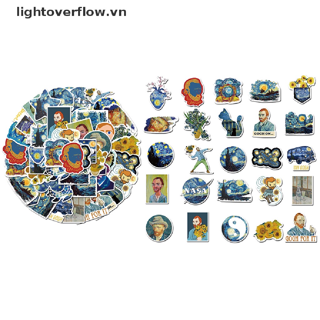 Set 40 Sticker Vincent Willem Van Gogh Dán Tường Trang Trí