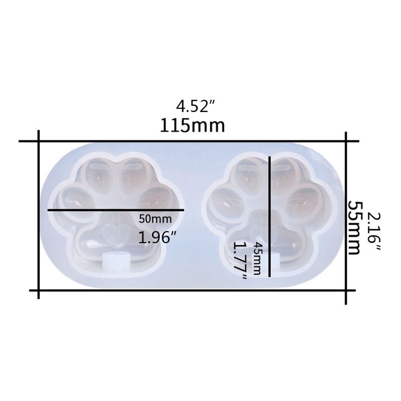 Khuôn silicone làm móc khóa hình dấu chân mèo dễ thương