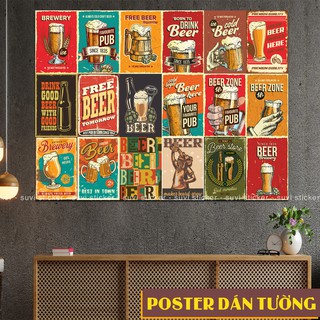 Decal Poster dán tường Retro Beer  trang trí quán cà phê, trà sữa, nhà ở. MSP: PT-02
