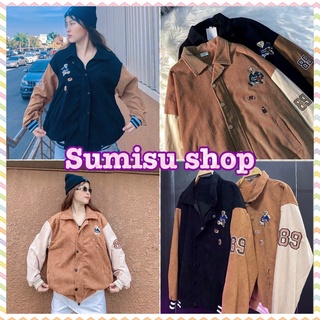 Áo khoác nhung bomber, áo bomber nhung gân maẫ thêu hình gấu Sumisu shop