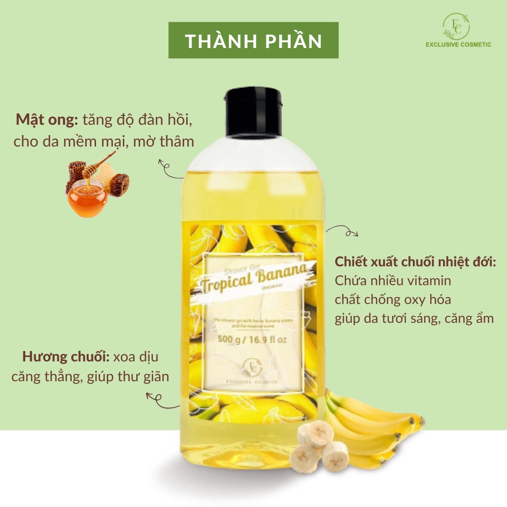 Sữa tắm dưỡng sáng da EXCLUSIVE COSMETIC Cream Shower Tropical Banana 500ml