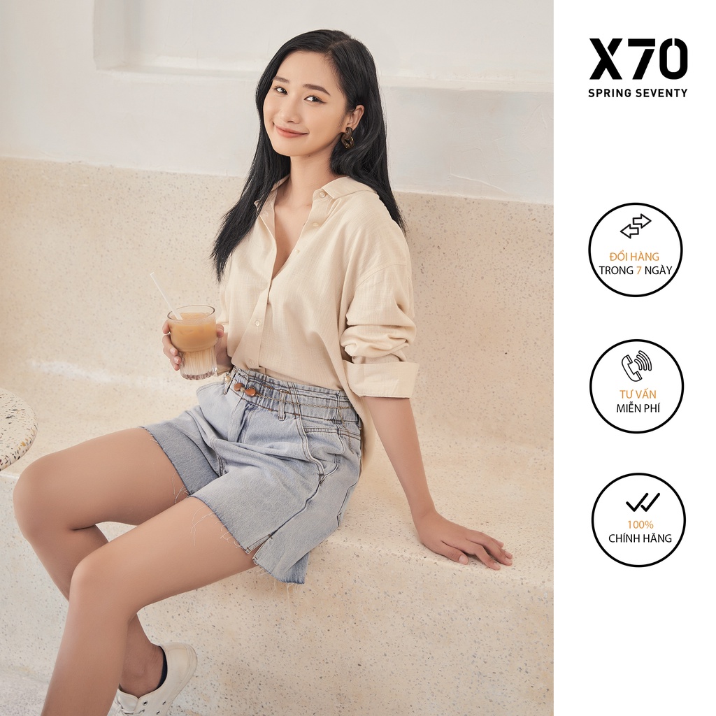 Quần Short Jean Nữ Thiết Kế Có Túi Lưng Quần Cách Điệu Thời Trang X70 - 04560005