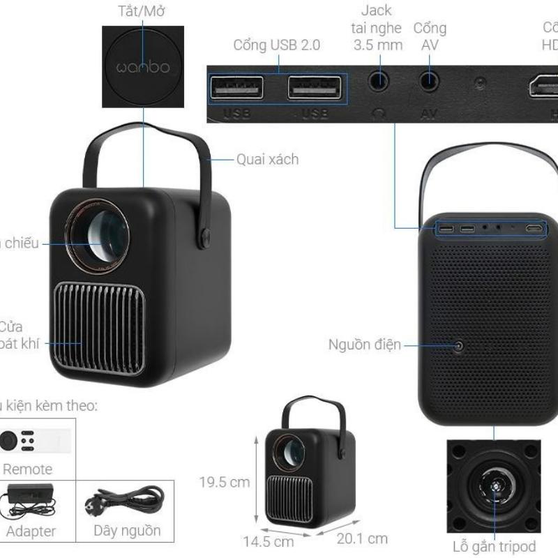 Máy Chiếu Thông Minh Không Dây Wanbo T6R Max - Bản Quốc Tế - BH 12 Tháng