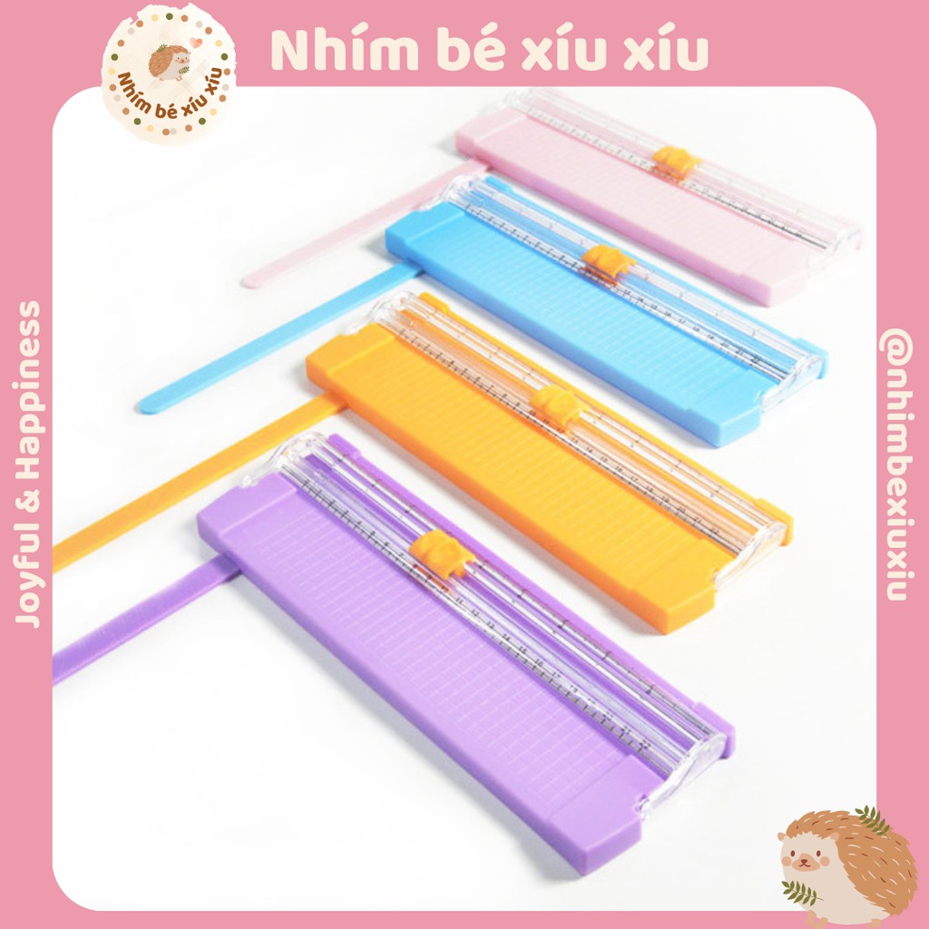 Bàn cắt giấy mini khổ A5 kèm thước chặn, dao trượt 2 chiều sắc bén cắt được nhiều tờ 1 lần VT294