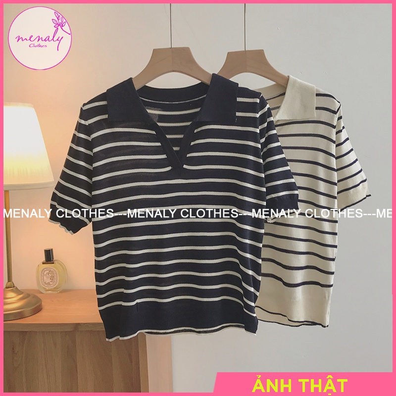 Áo len mongtoghi cộc tay hàn quốc AH038, mẫu áo len mỏng cổ đức thích hợp mùa hè thu mát mẻ | BigBuy360 - bigbuy360.vn