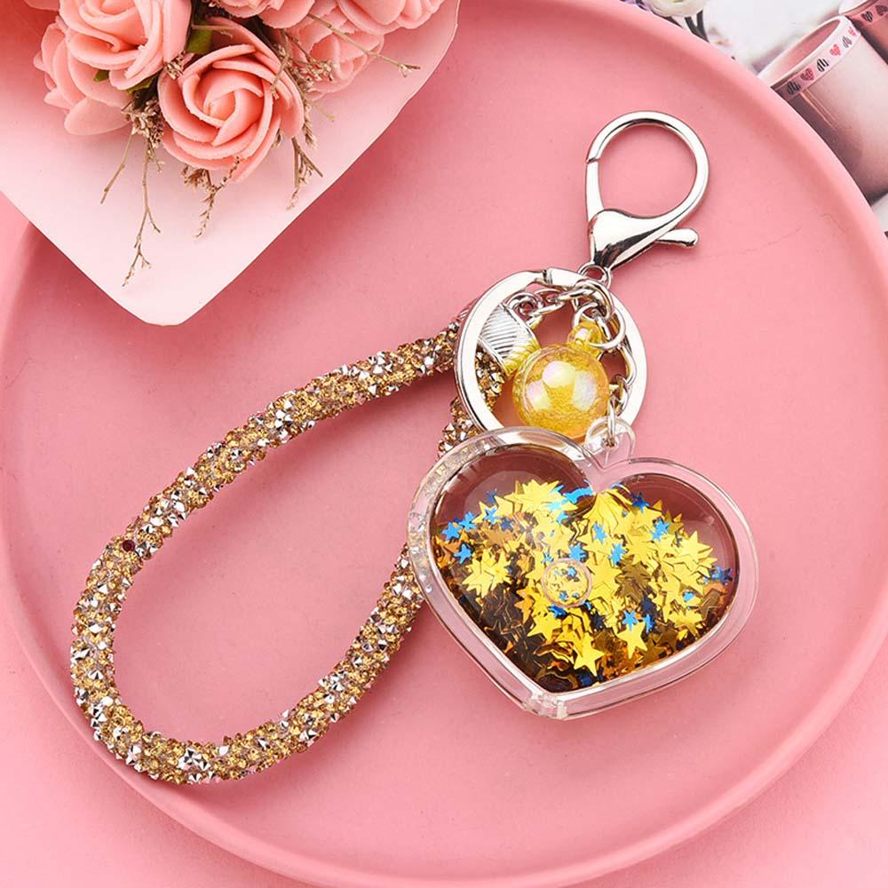 LANFY Móc Khóa Hình Trái Tim Trong Suốt Đính Kim Sa Lấp Lánh Dễ Thương