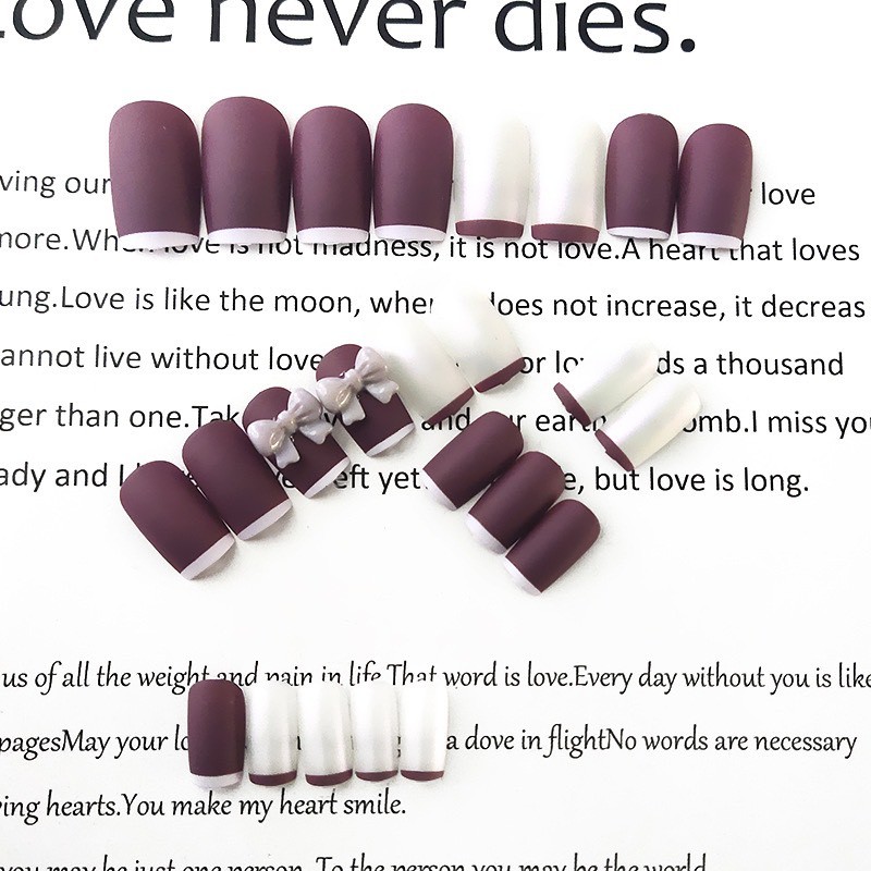 (Hàng Cao Cấp D4) Set 24 móng giả đính nơ màu hot khuôn đẹp