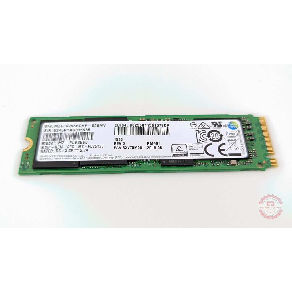 Ổ cứng SSD Samsung NVMe PM951 256GB M.2 2280 PCIe Gen3 x4 MZVLV256HCHP - Bảo Hành 3 Năm