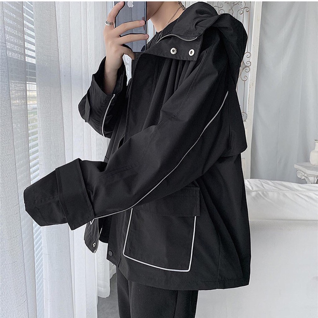 Áo khoác dù trơn sọc 2 lớp unisex form rộng phong cách hàn quốc đẹp | HD2000SHOP | BigBuy360 - bigbuy360.vn