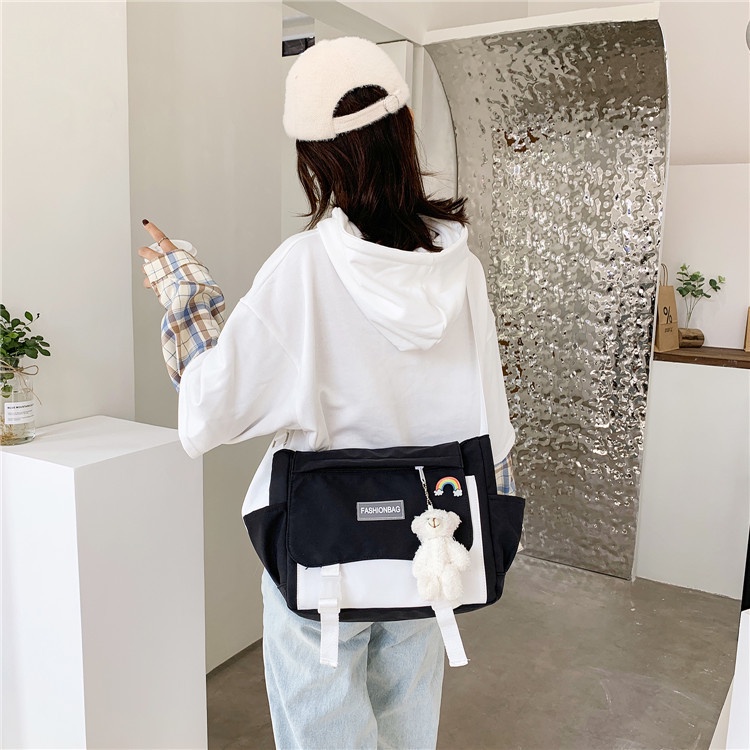 Túi đeo chéo đi học nữ CHEN, tui tote bag vải canvas đựng sách vở a4 laptop phong cách unisex TX10