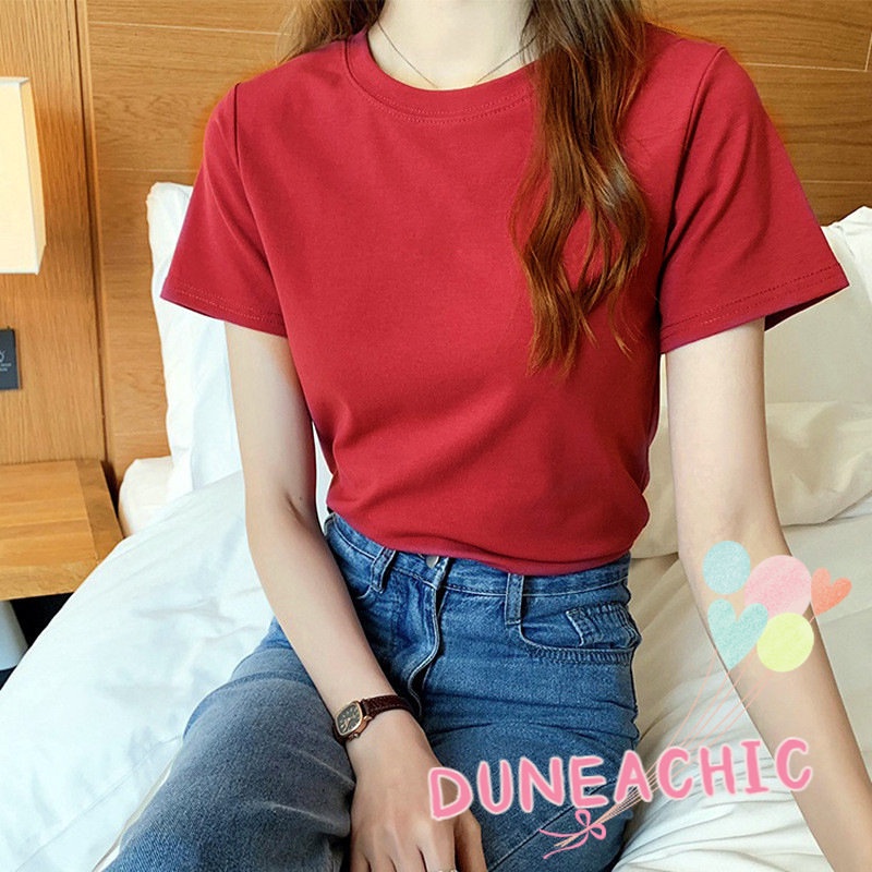 Áo Thun Nữ Tay Ngắn Màu Trơn Thời Trang Trẻ Trung