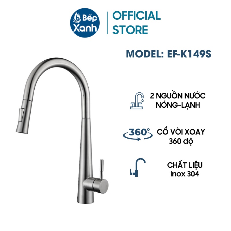 [FREESHIP HCM] Vòi Rửa Chén Nóng Lạnh Ecalite EF-K149S - Màu Inox