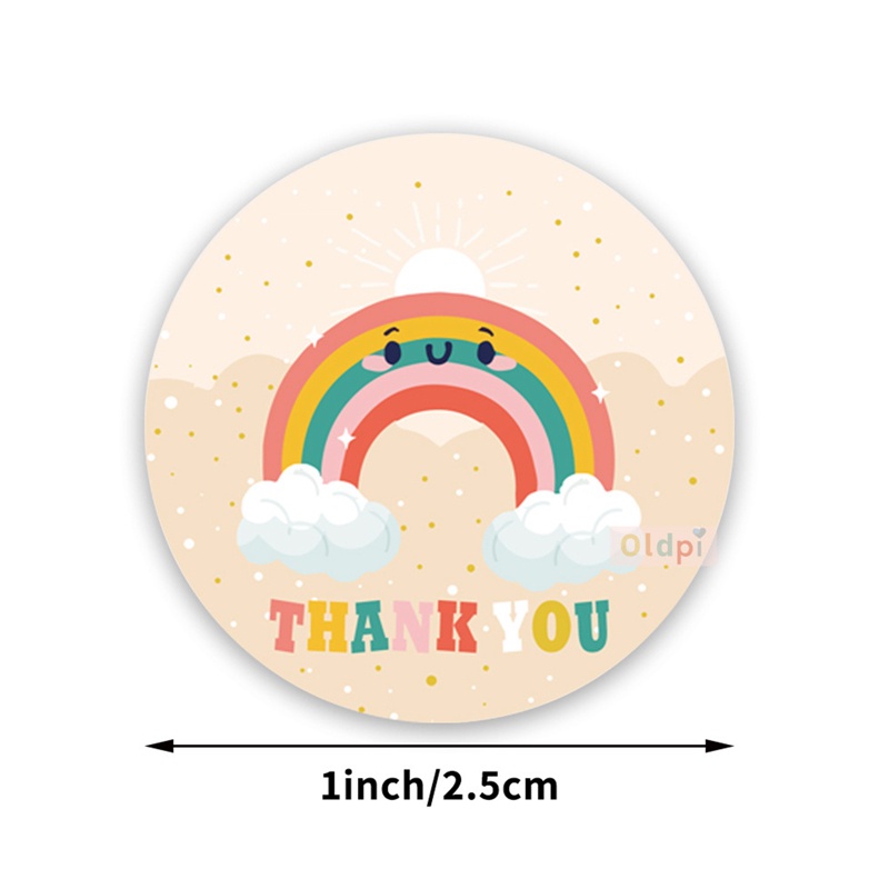 Cuộn 500 Nhãn Dán In Chữ Thank You Sitckers Màu Cầu Vồng Dễ Thương Dùng Làm Quà Tặng