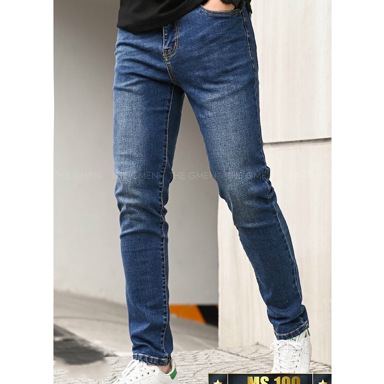 Quần jean nam co giãn 4 chiều, quần bò trơn dáng ôm chất vải cao cấp CAROLLSTORE MS100