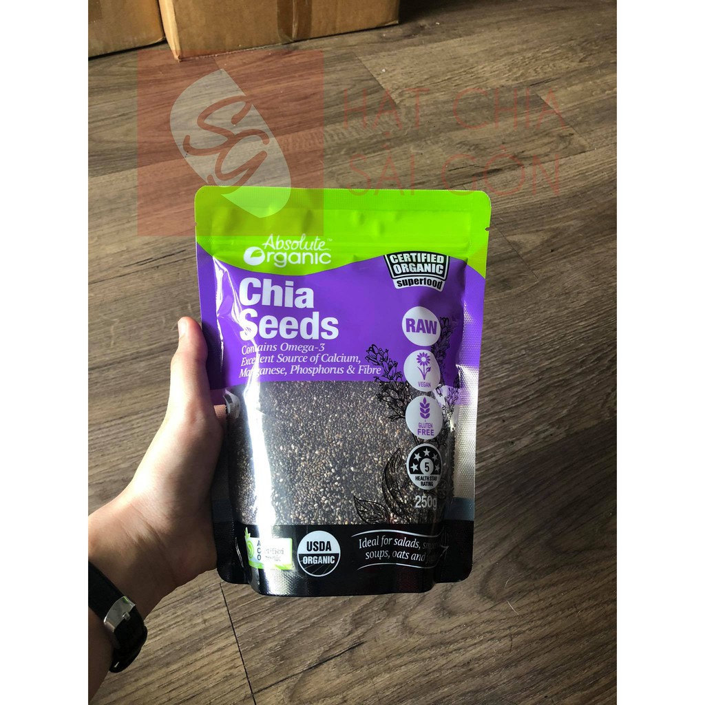 Hạt Chia Đen NHẬP KHẨU ÚC 250g Absolute Organic CHIA SEEDS ABSOLUTE ORGANIC 250g