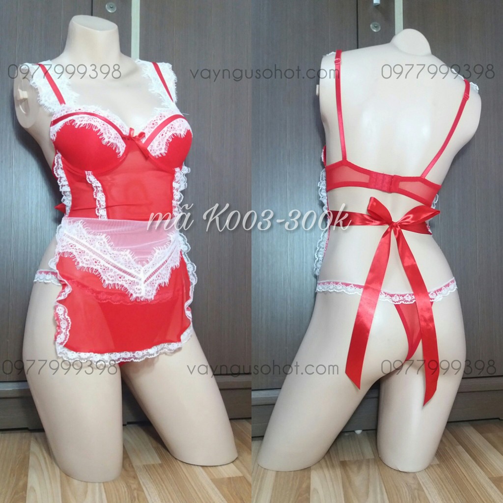 ( clip tự quay + ảnh thật tự chụp ) cosplay hầu gái cúp ngực ren đỏ sexy | BigBuy360 - bigbuy360.vn