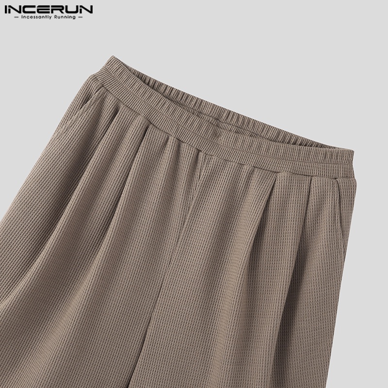 Bộ áo sơ mi dài tay và quần short lưng thun INCERUN thời trang nam tính