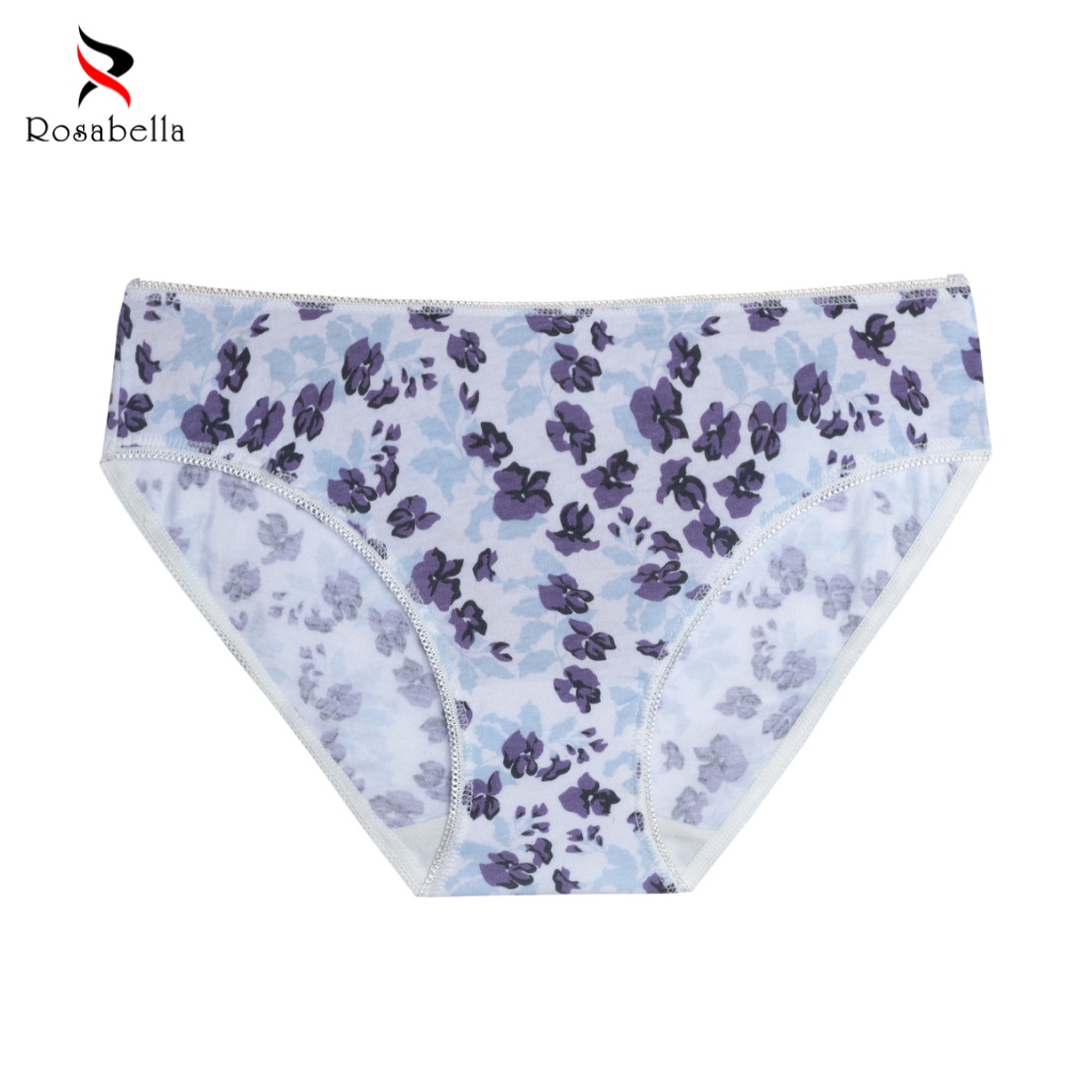 Quần Lót Nữ Cạp Trung ROSABELLA Chất Vải Cotton Mềm Mại Thoáng Mát Họa Tiết Hoa Bo Viền Chun Ren RS29