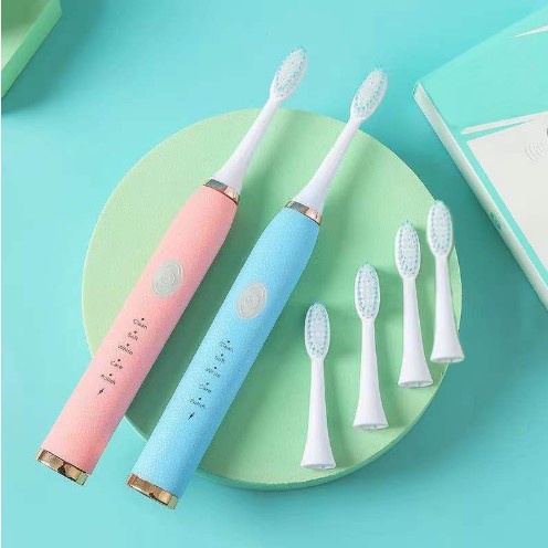 ( Full Hộp ) Bàn Chải Điện - Bàn Chải Đánh Răng Tự Động Tặng 4 Đầu Bàn + Cáp Sạc-BC02