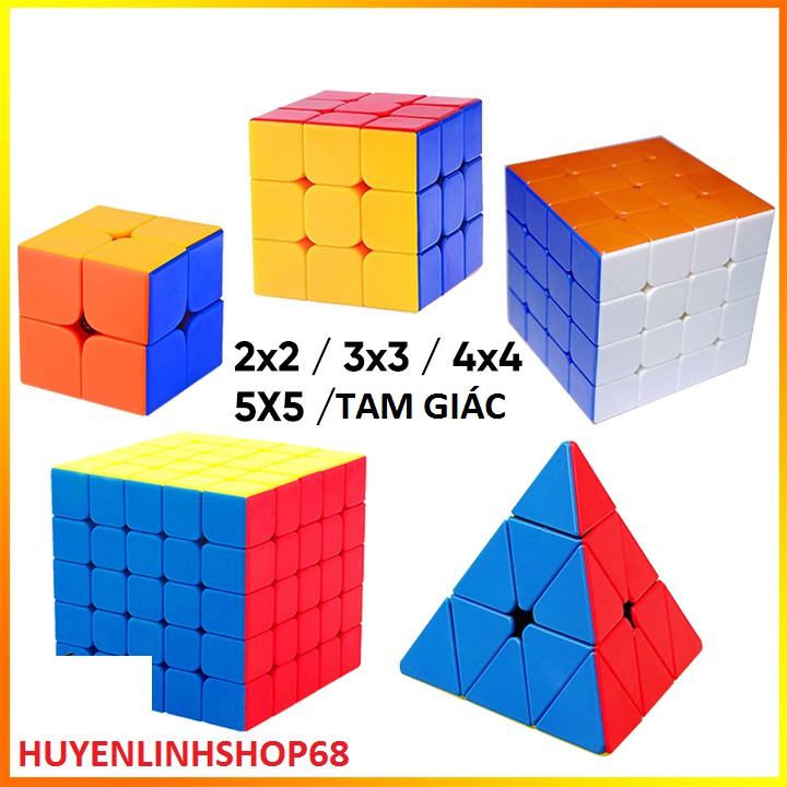 TRỌN BỘ 5 RUBIK CAO CẤP 2*2-3*3-4*4-5*5-TAM GIÁC, CÓ NAM CHÂM XOAY SIÊU MƯỢT