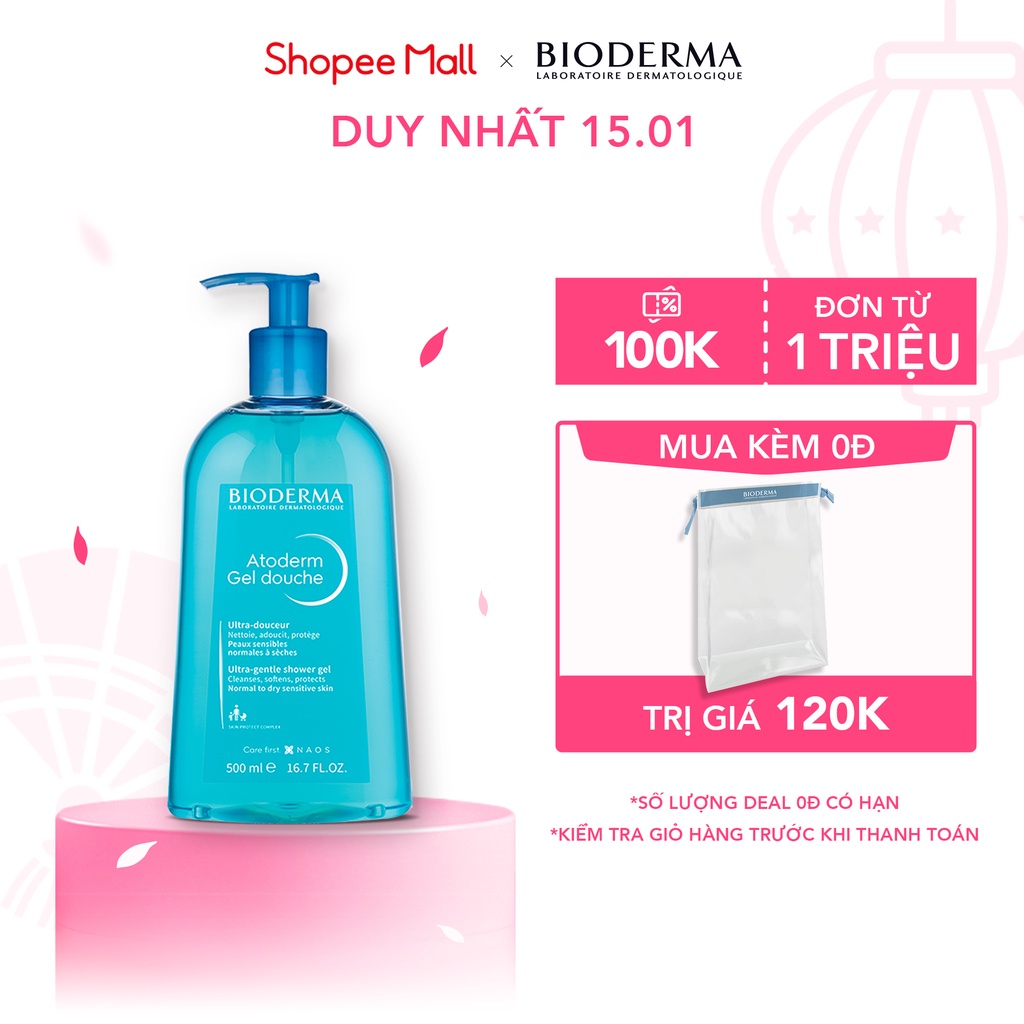 [Mã FMCGMALL -8% đơn 250K] Gel làm sạch dịu nhẹ cho da khô nhạy cảm Bioderma Atoderm Gel Douche - 500ml