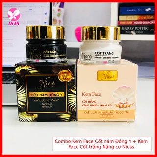 Combo kem face cốt nám đông y nicos + kem cốt trắng nâng cơ nicos beauty 10g - mẫu mới 2022 - hàng chính hãng