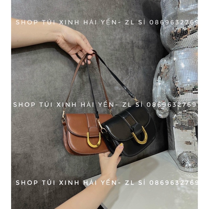 túi đeo chéo, túi kẹp nách dáng bầu khoá móng ngựa siêu sang chảnh