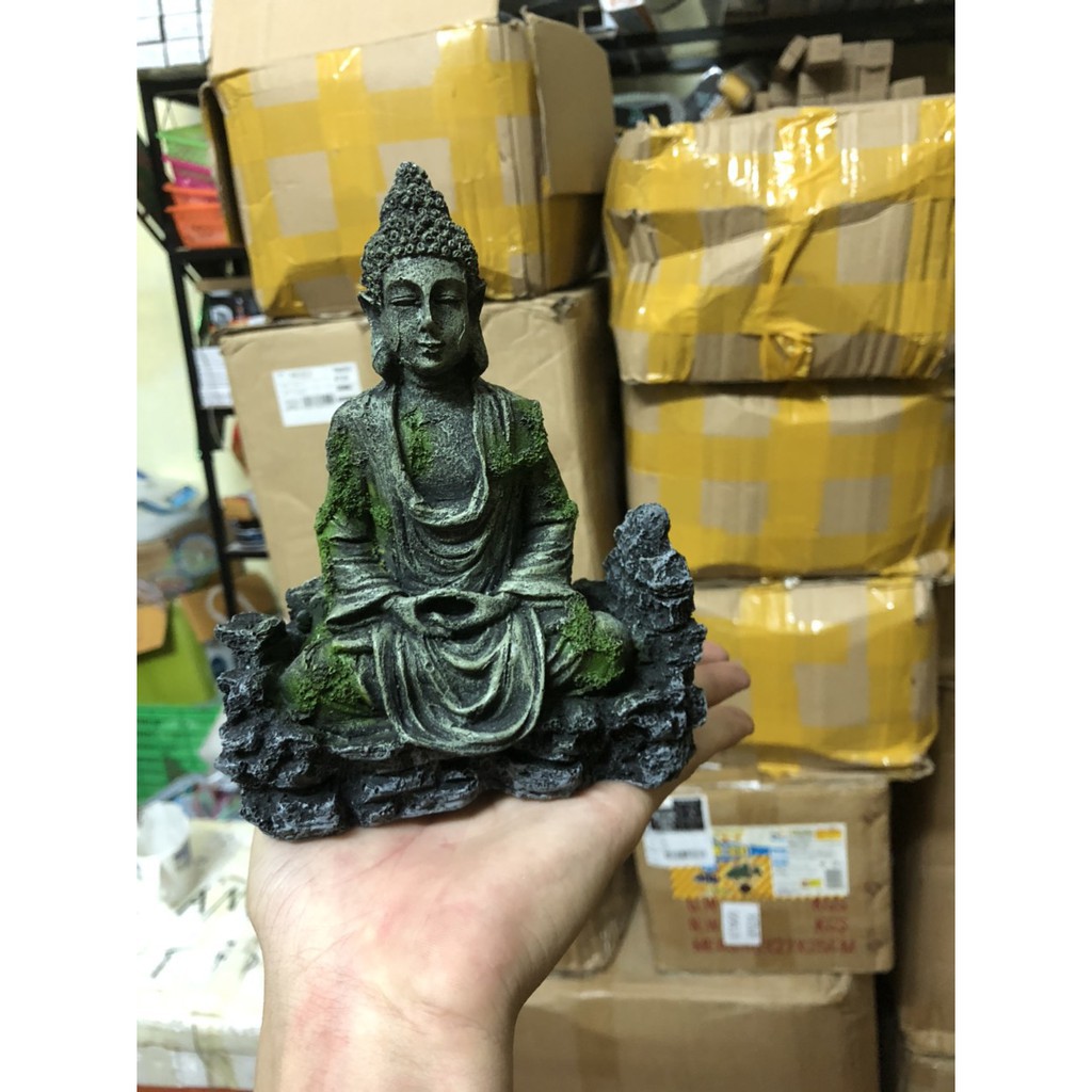 Tượng phật trang trí bể thủy sinh, bán cạn- Layout tượng phật ngồi thiền trong bể cá