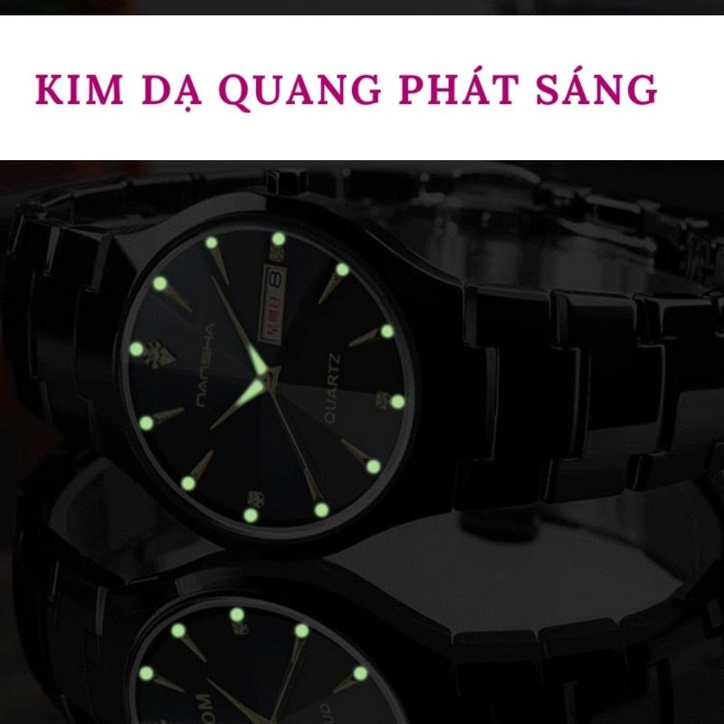 Đồng hồ nam chính hãng Nansha PA44 Dây kim loại thép cao cấp - kim dạ quang chống nước