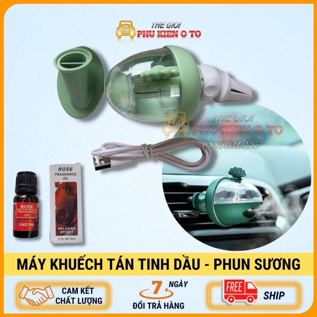 Máy Khuếch Tán Tinh Dầu Phun Sương Tạo Ẩm Máy Xông Tinh Dầu Trên Ôtô &amp; Cho Phòng Ngủ Thơm Mát Có Đèn LED 7 Màu