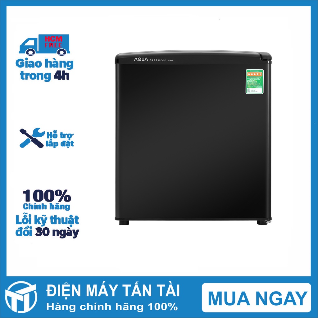 Tủ lạnh Aqua 50 lít AQR-D59FA(BS) - Thiết kế nhỏ gọn, Màu đen sang trọng, Khay kính chịu lực, Miễn phí giao hàng HCM.